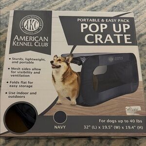 Last One…NIB American Kennel Club Navy Pop Up Dog Crate for Medium Dogs